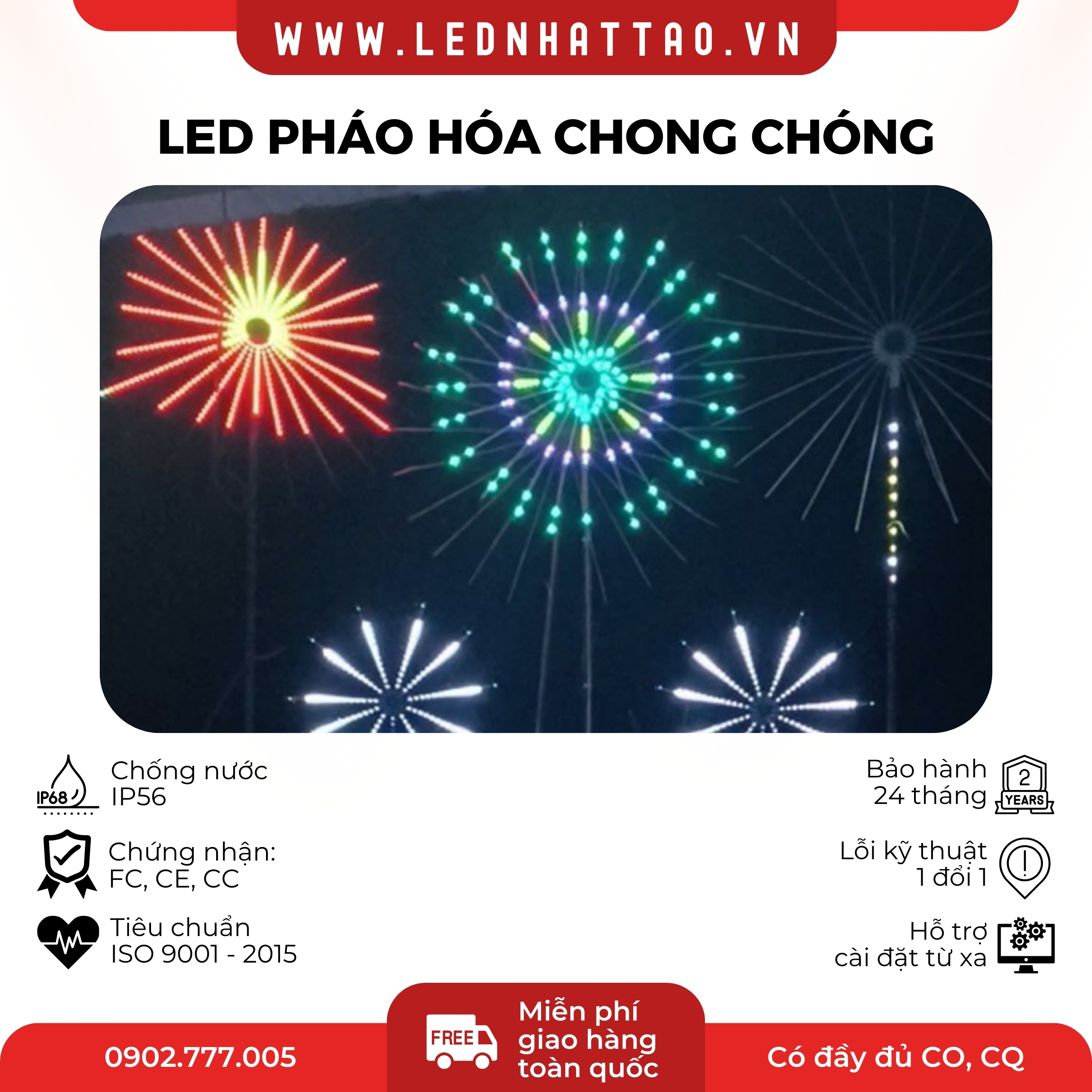 LED PHÁO HOA CHONG CHÓNG NGOÀI TRỜI 24 TIA! 🎇✨