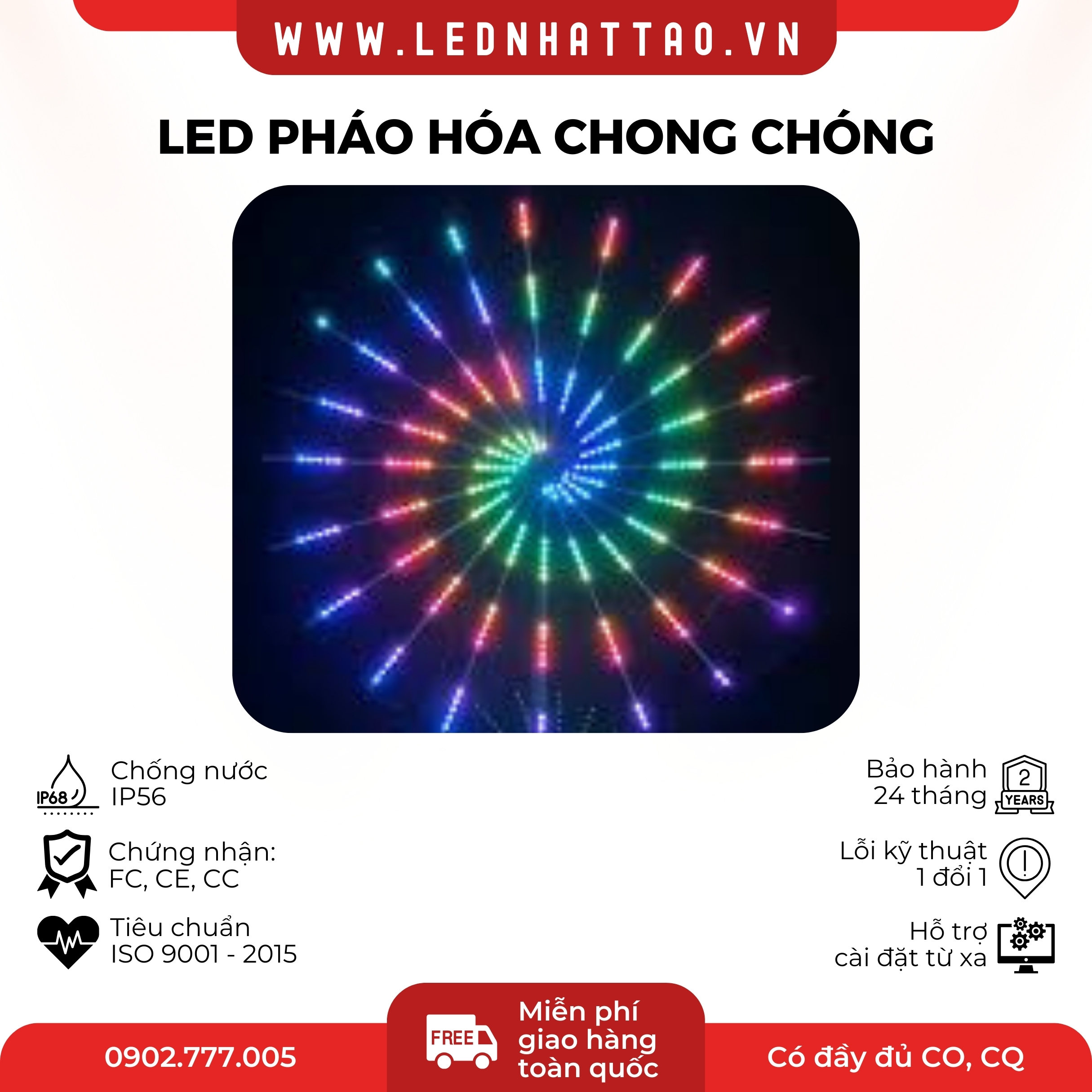 LED PHÁO HOA CHONG CHÓNG NGOÀI TRỜI 24 TIA