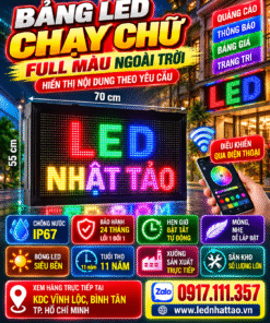 Bảng LED Chạy Chữ Full Màu Ngoài Trời 70 × 55 cm